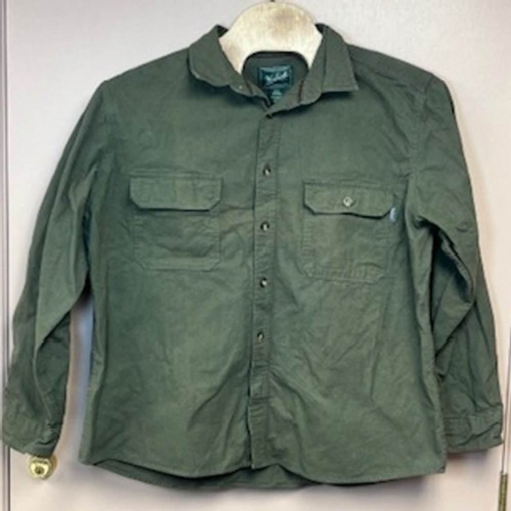 Woolrich Mens Flannel Shirt Green Double Pocket Long‎ Sleeve Size XXL Vintage